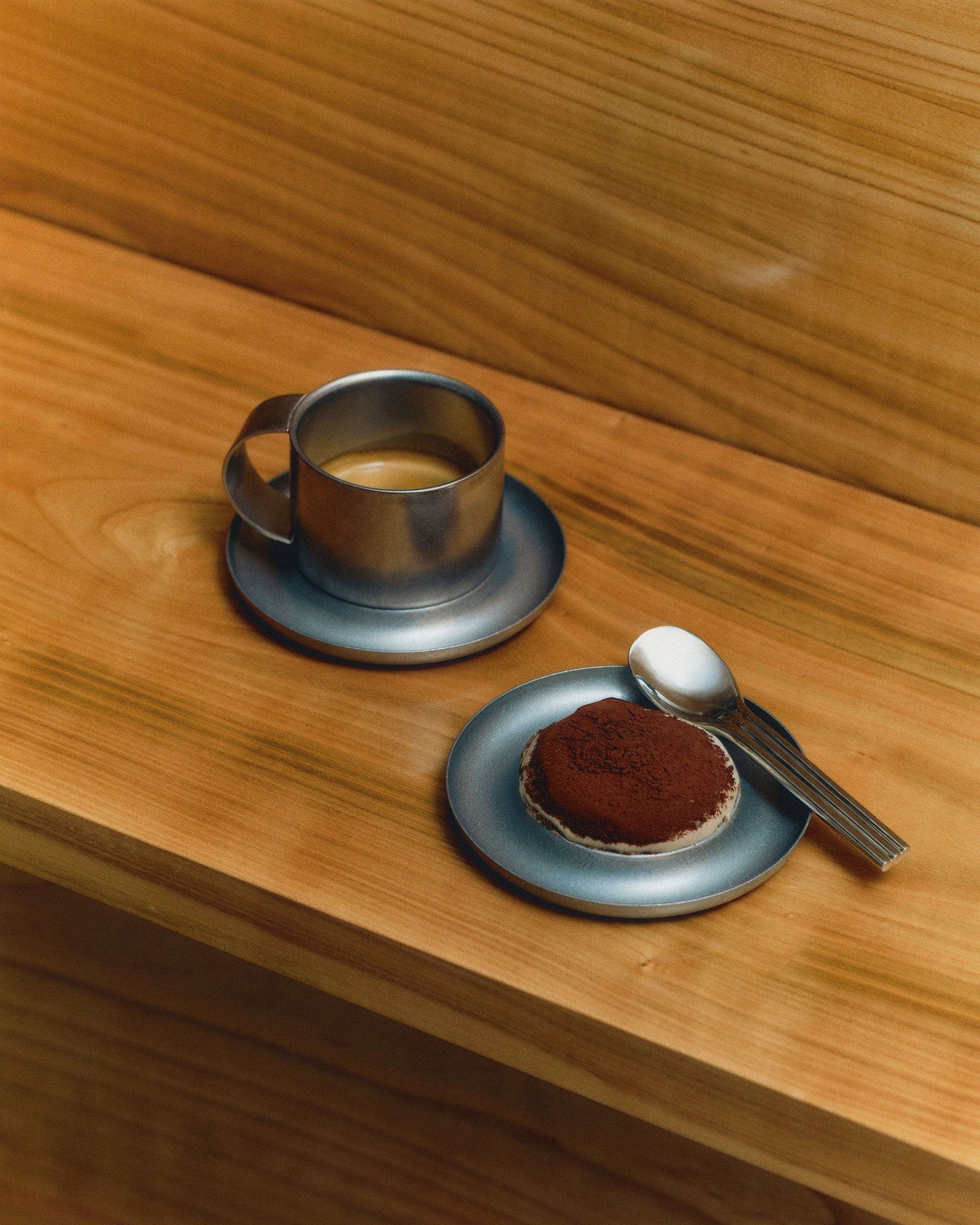 The Arlo 03 - Stonewashed Stainless Steel Cup & Saucer - Service Projects