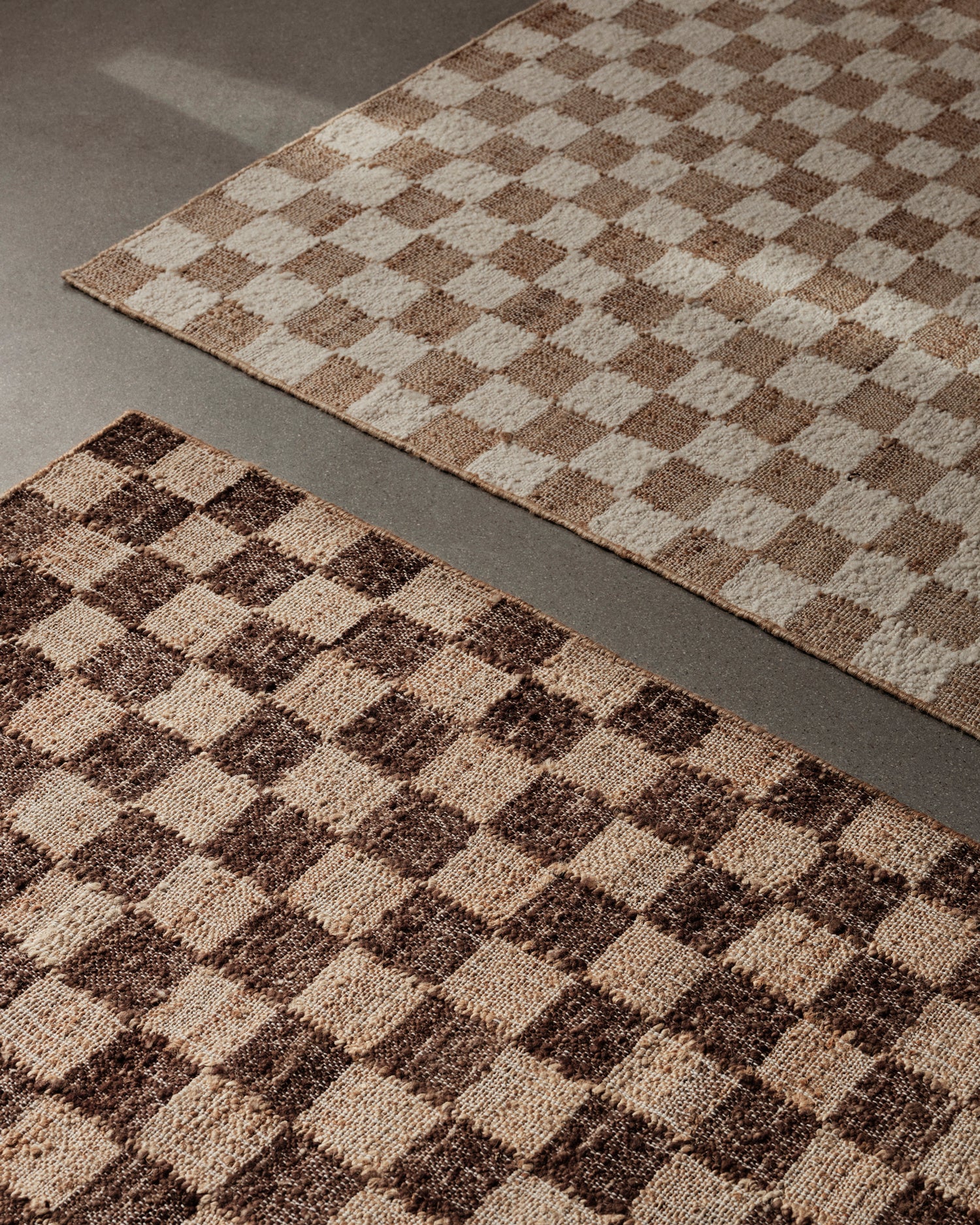Check Wool Jute Rug - 140 x 200 - Off-white/Natural