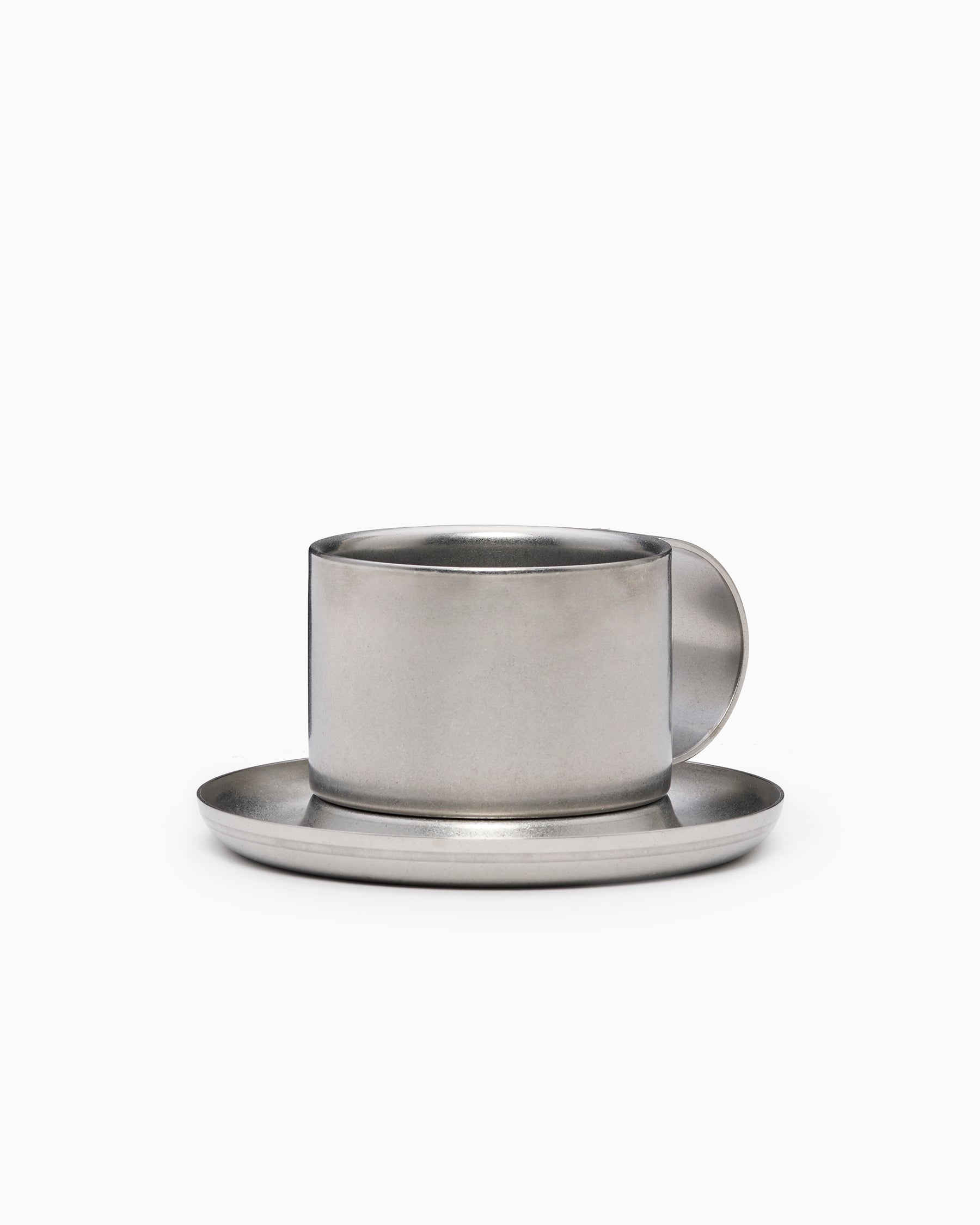The Arlo 03 - Stonewashed Stainless Steel Cup & Saucer - Service Projects