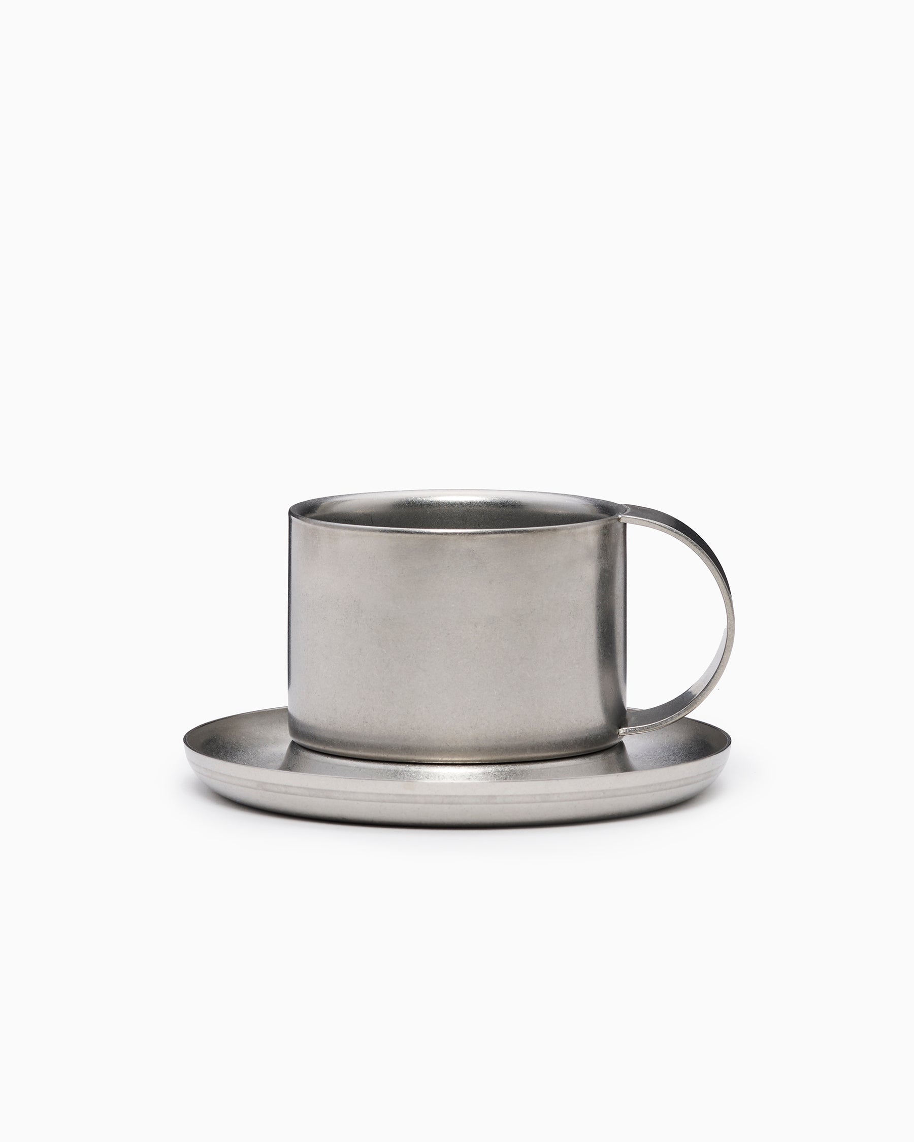 The Arlo 03 - Stonewashed Stainless Steel Cup & Saucer - Service Projects