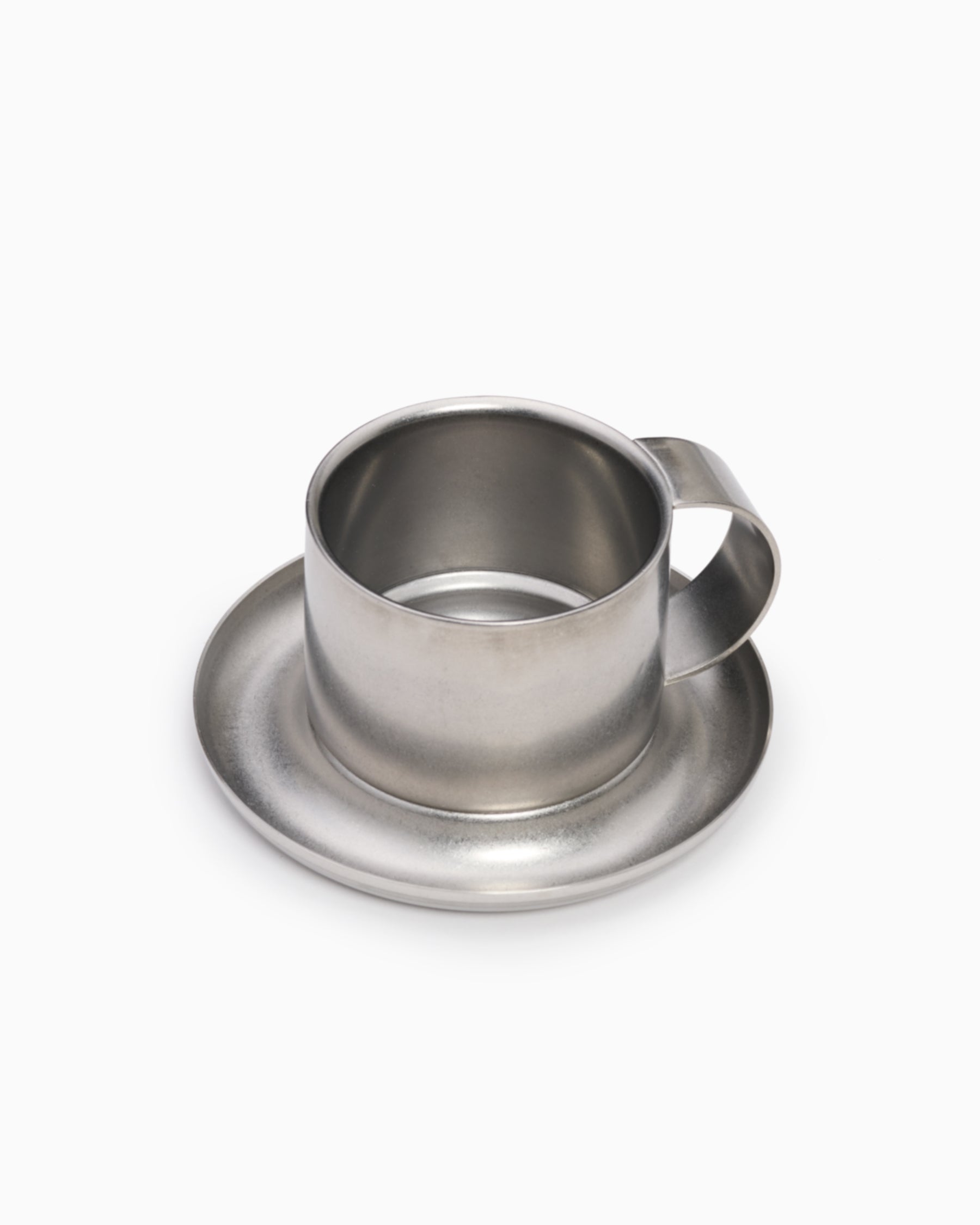 The Arlo 03 - Stonewashed Stainless Steel Cup & Saucer - Service Projects