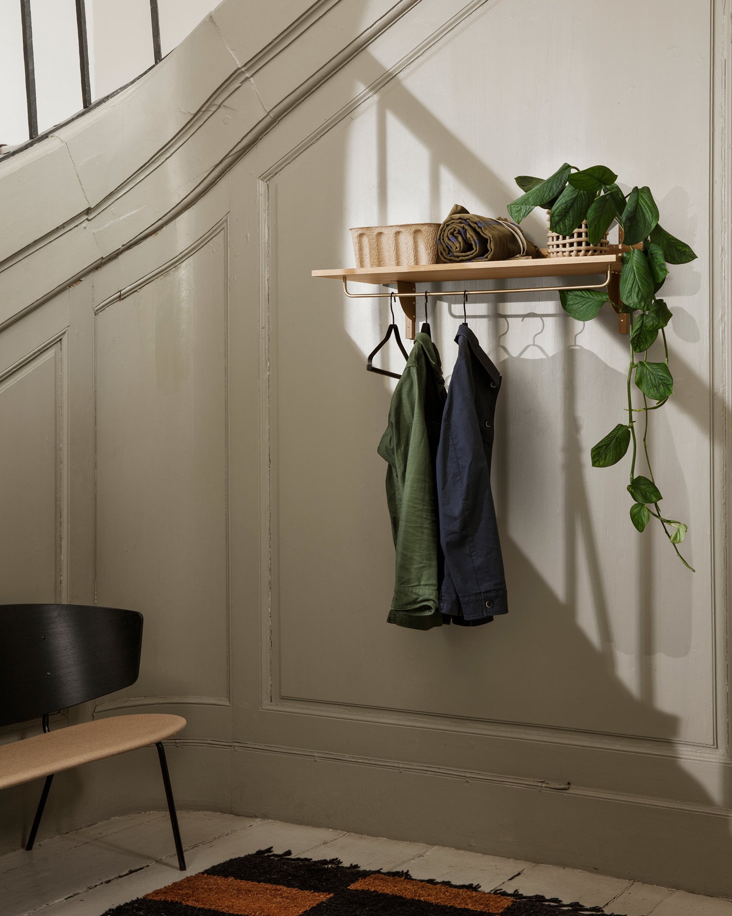 Sector Rack Shelf - Oak/Brass